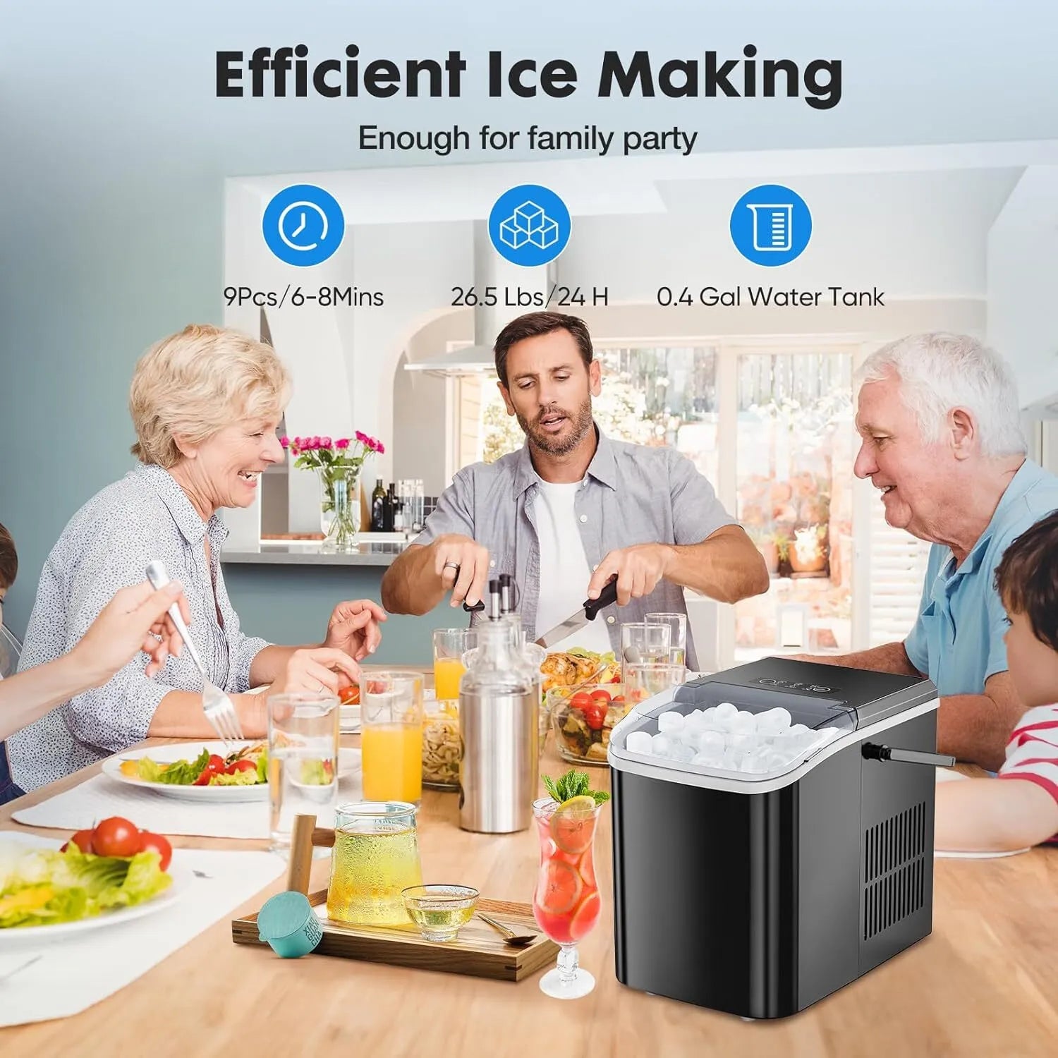 Countertop Ice Maker Portable Ice Machine with Ice Scoop 26lbs/24hrs