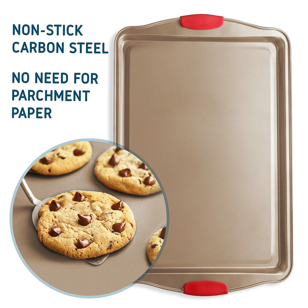 6 Piece Baking Sheet Pan Set Nonstick Cookie Sheets Spatula and Silicon Brushes