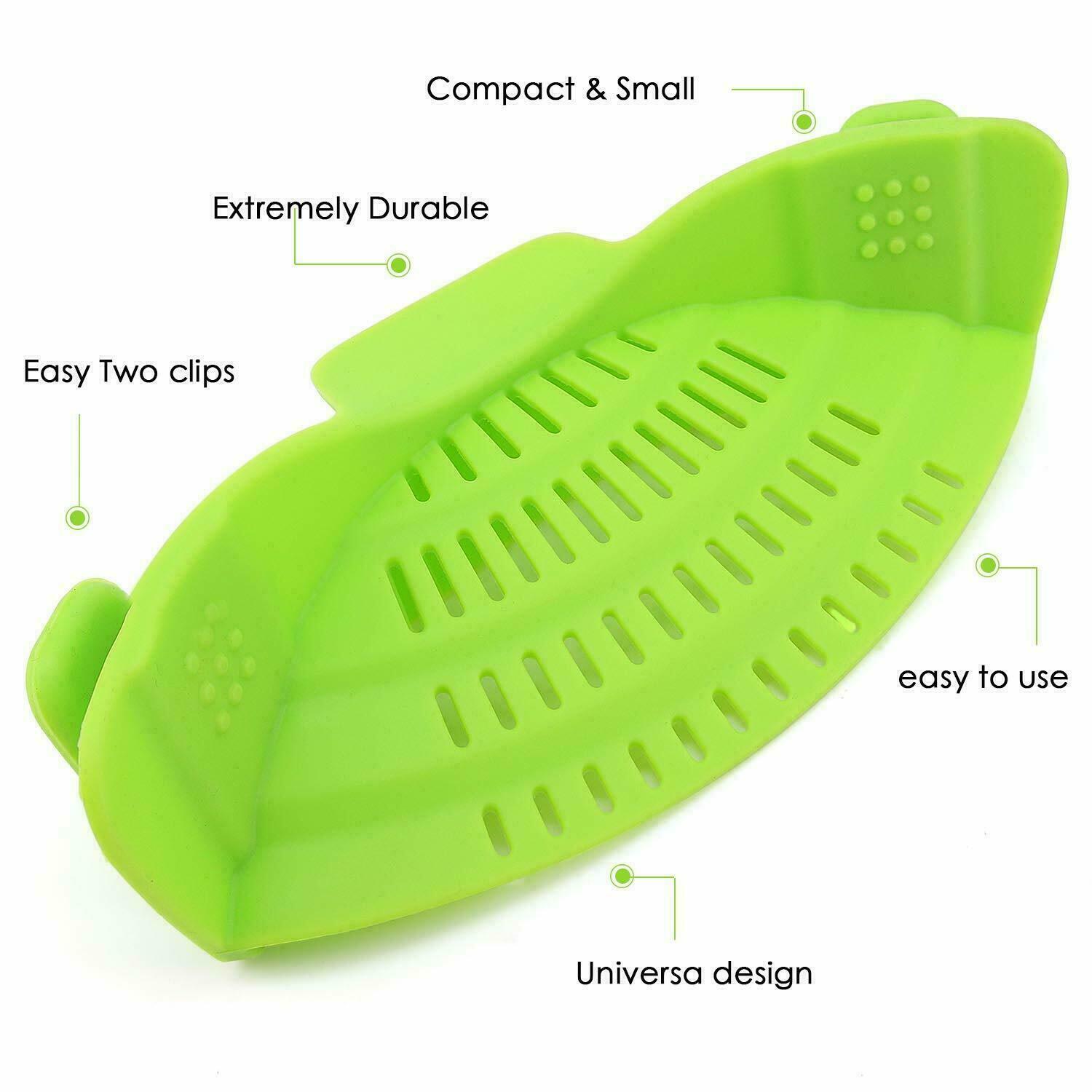 Pack Of 3 -Snap on Strainer, Hands Free, Heat Resistant Silicone Colander