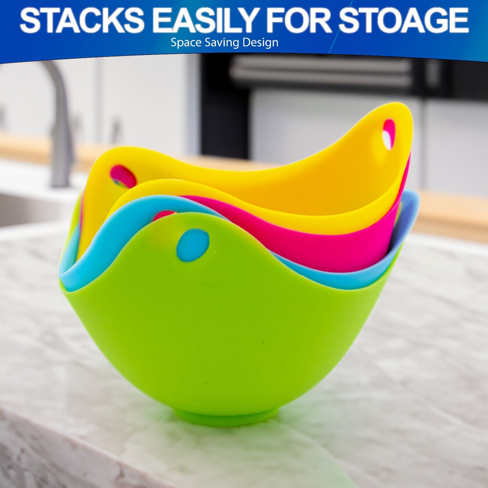 4 or 8 pcs Silicon Egg Poacher Cups- Microwave & Stovetop