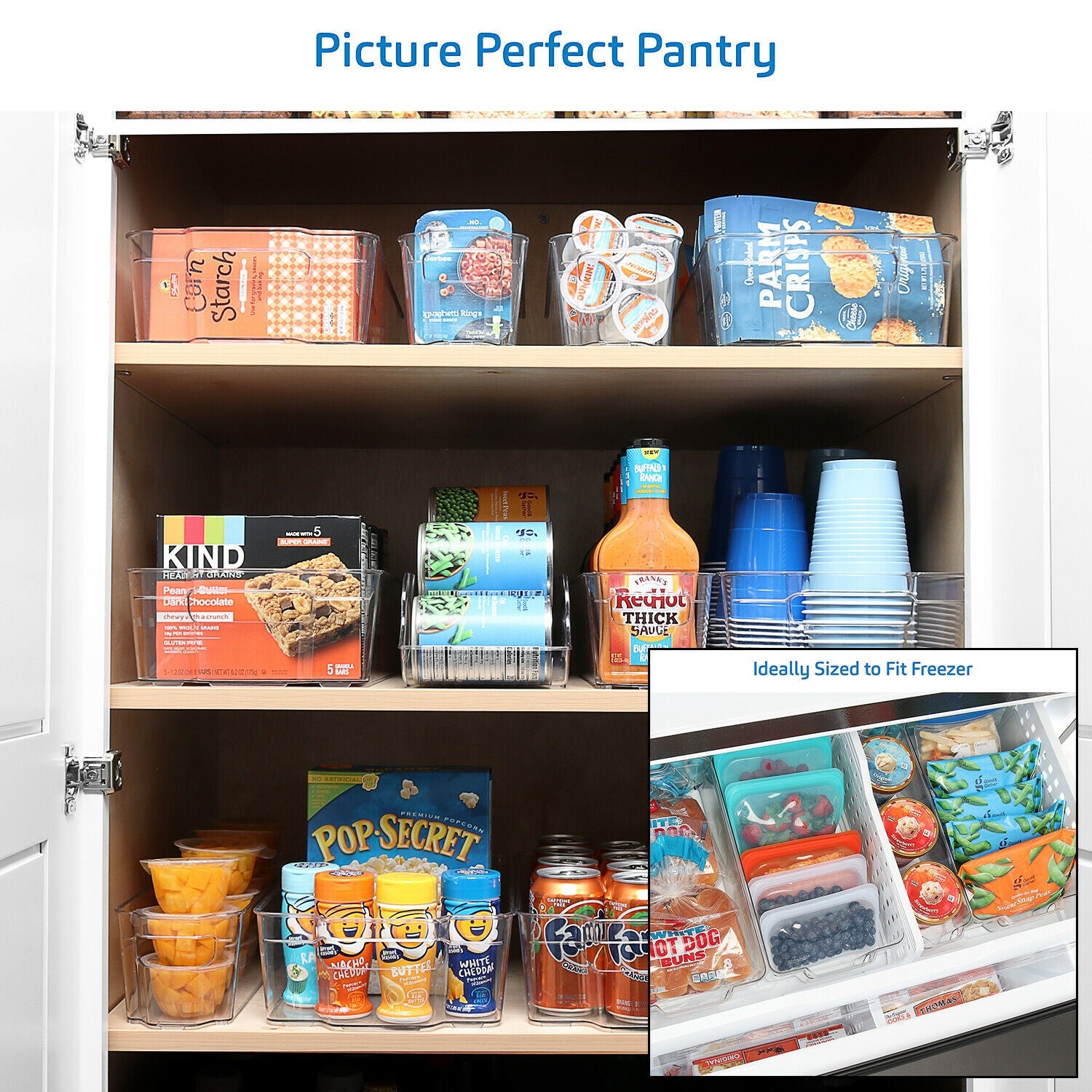 14 PC Clear Refrigerator Organizer Set, Storage Bins for Fridge, Freezer Or Pantry