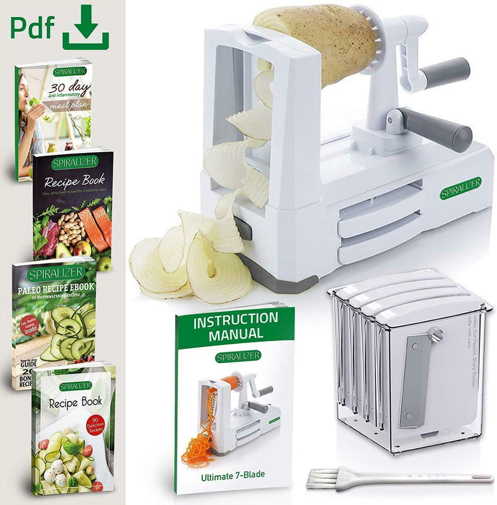 7 Blade Ultimate Spiral Slicer Kit With Container, Lid & Blade Caddy