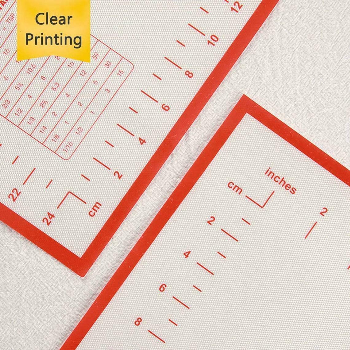 2 Pack Silicone, Non Slip, Measurement Pastry Mat