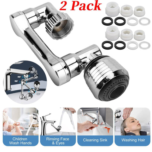 2 Pack Universal 1080° Swivel Extension, Faucet Aerator & Rotater- Robotic Arm Design