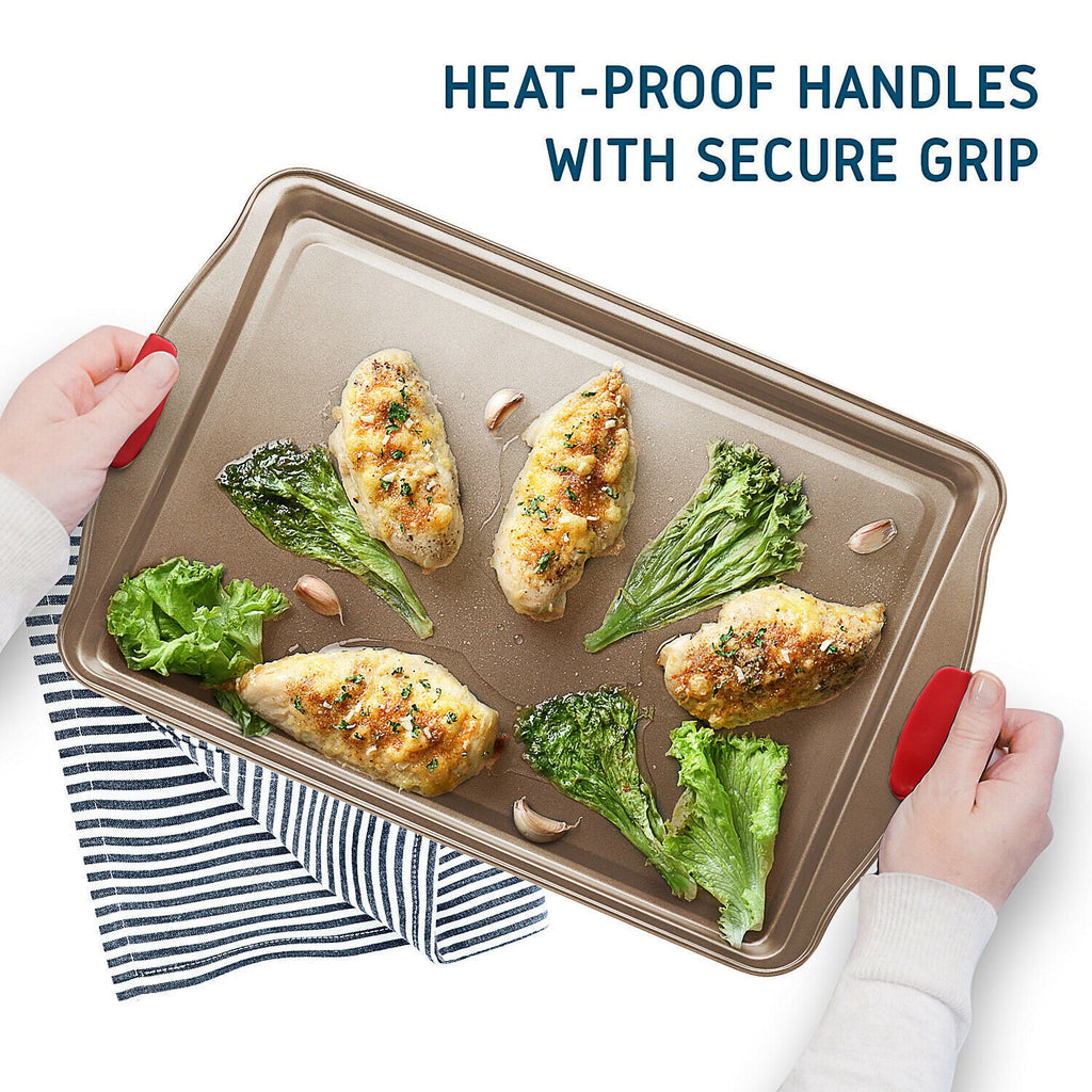 6 Piece Baking Sheet Pan Set Nonstick Cookie Sheets Spatula and Silicon Brushes