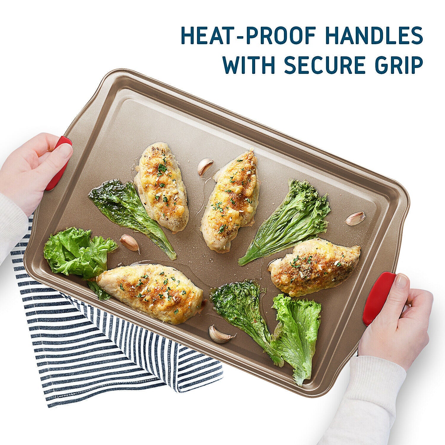 6 Piece Baking Sheet Pan Set Nonstick Cookie Sheets Spatula and Silicon Brushes