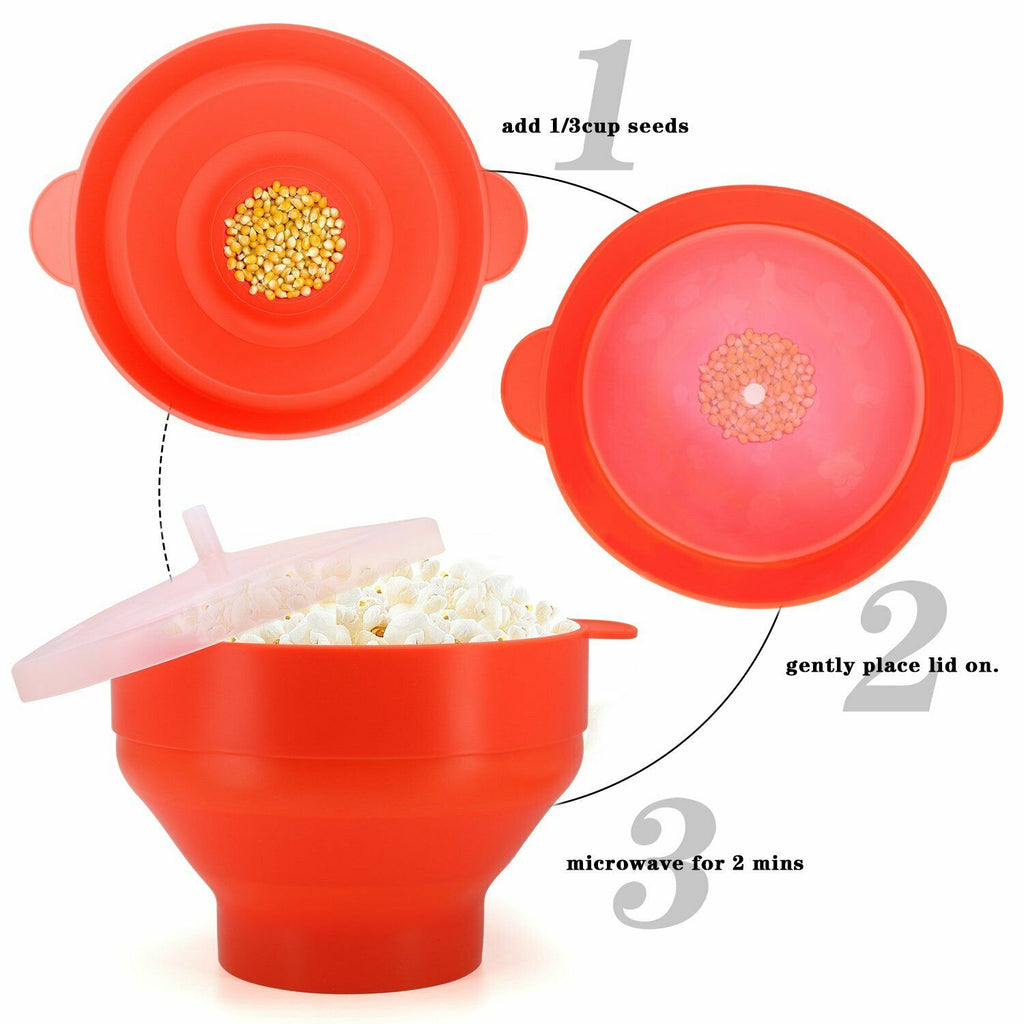 Microwave Silicone, Collapsible Popcorn Popper Maker
