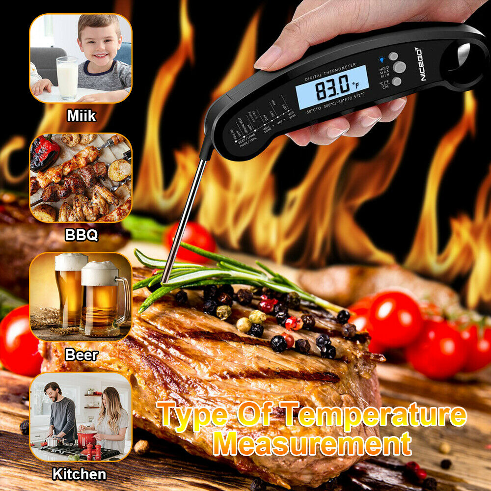 Instant Read Digital LCD Cooking (BBQ & Meat) Food Thermometer