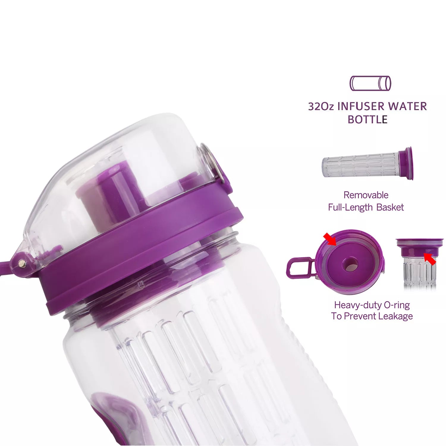 32 Oz Fruit Infusing Infuser Water Bottle- BPA Free