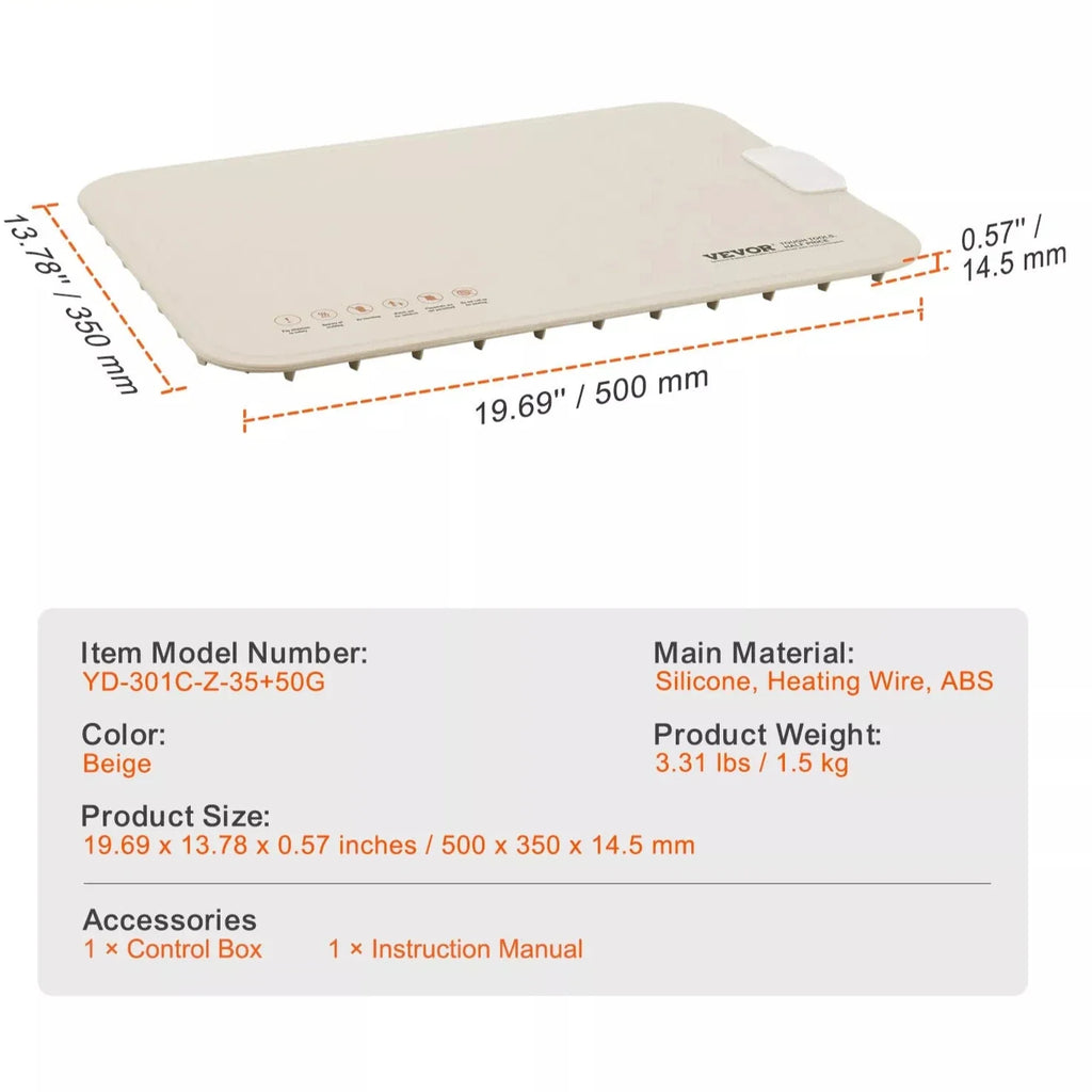 Electric Warming Tray Rollable Buffet Food Warming Mat w/ Temp Control