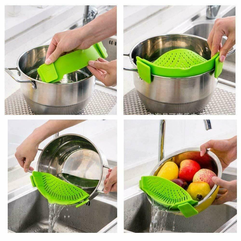 Pack Of 3 -Snap on Strainer, Hands Free, Heat Resistant Silicone Colander