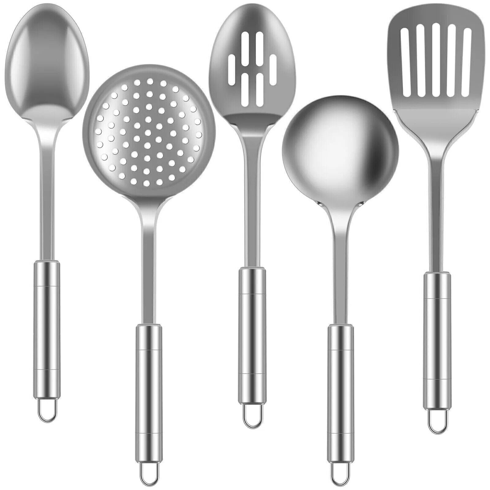 5 Pc Kitchen Cooking Utensils Set Stainless Steel Spoons and Spatula Set