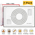 2 Pack Silicone, Non Slip, Measurement Pastry Mat