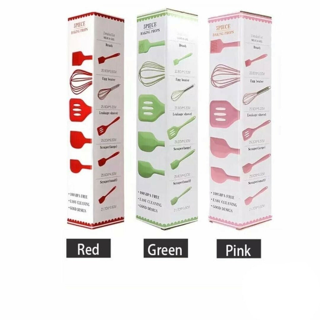 5 Pcs Non Stick Silicone, Heat Resistant, Baking, Kitchen Tools Spatula Set