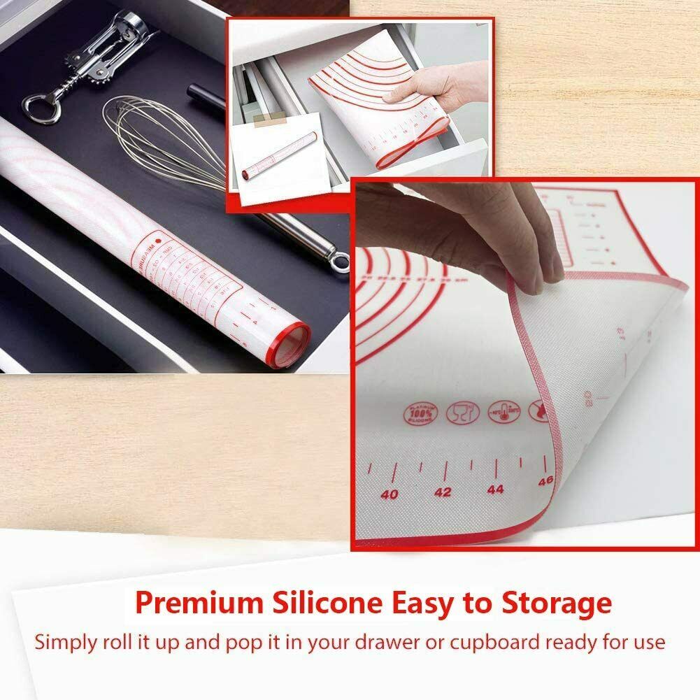 2 Pack Silicone, Non Slip, Measurement Pastry Mat