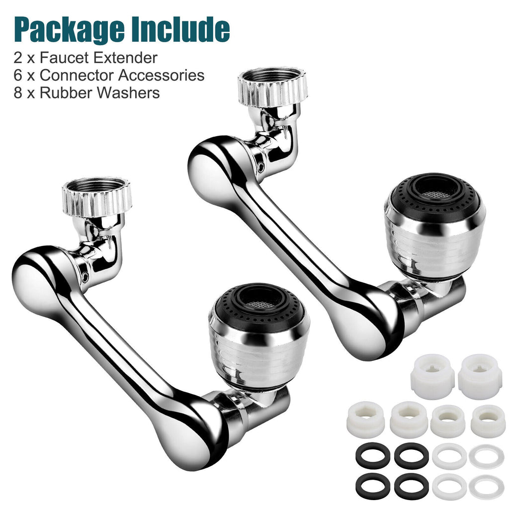 2 Pack Universal 1080° Swivel Extension, Faucet Aerator & Rotater- Robotic Arm Design