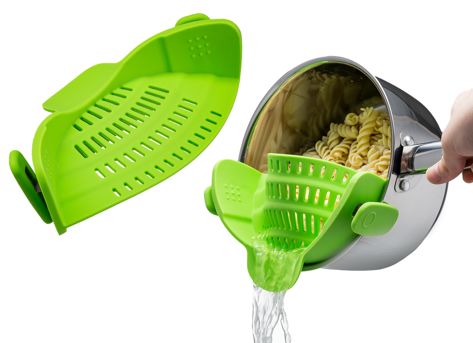 Pack Of 3 -Snap on Strainer, Hands Free, Heat Resistant Silicone Colander