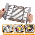 Adjustable Stainless Steel Kitchen Dish Drying Sink Rack Drain Strainer Basket