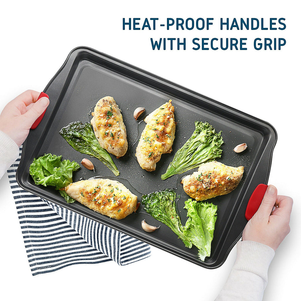 6 Piece Baking Sheet Pan Set Nonstick Cookie Sheets Spatula and Silicon Brushes