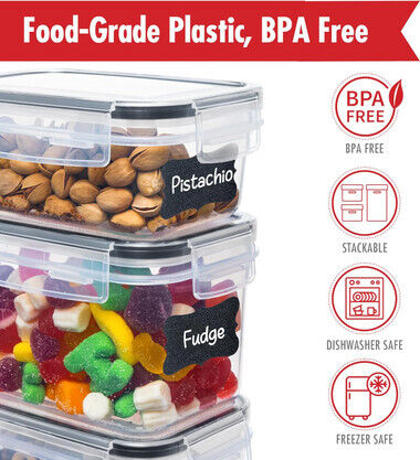 42 Mega Pack Plastic Stackable Food Containers with Airtight Lids, Leak Proof & Freezer