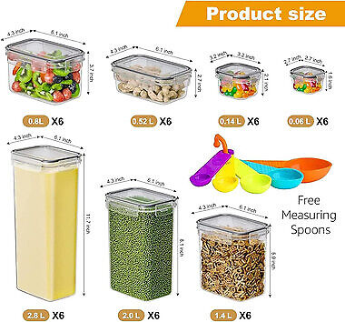 42 Mega Pack Plastic Stackable Food Containers with Airtight Lids, Leak Proof & Freezer