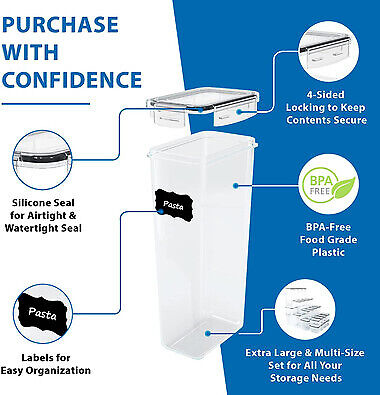 42 Mega Pack Plastic Stackable Food Containers with Airtight Lids, Leak Proof & Freezer