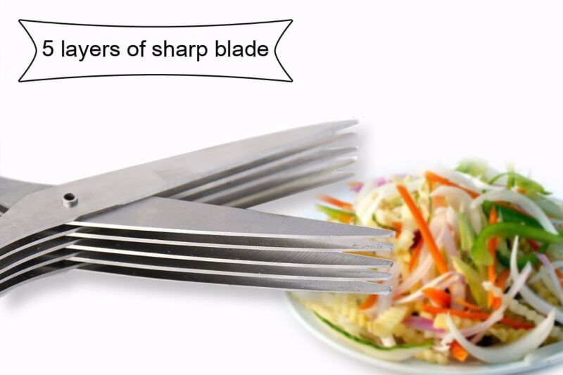 Multipurpose chopping And Herb Scissors Set with 5 Blades and Cover