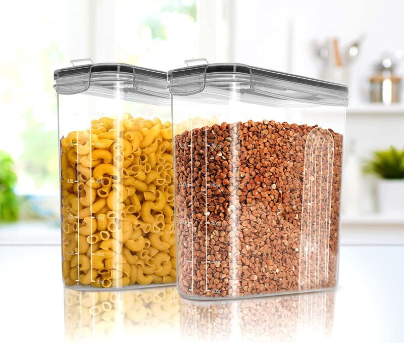 Choice of 2, 3, 4 Or 6 Clear Storage Food Containers & Cereal Dispensers