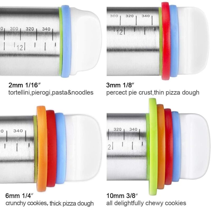 Adjustable Stainless Rolling Pin+ Rings And Pastry Mat