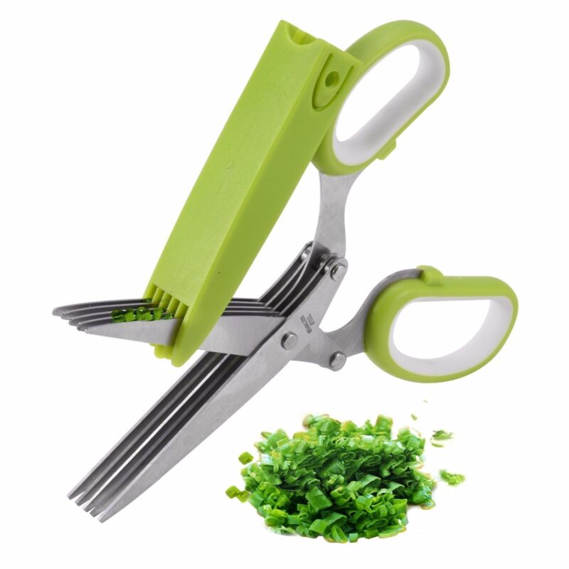 Multipurpose chopping And Herb Scissors Set with 5 Blades and Cover