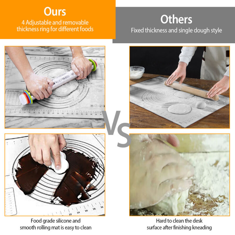 Adjustable Stainless Rolling Pin+ Rings And Pastry Mat