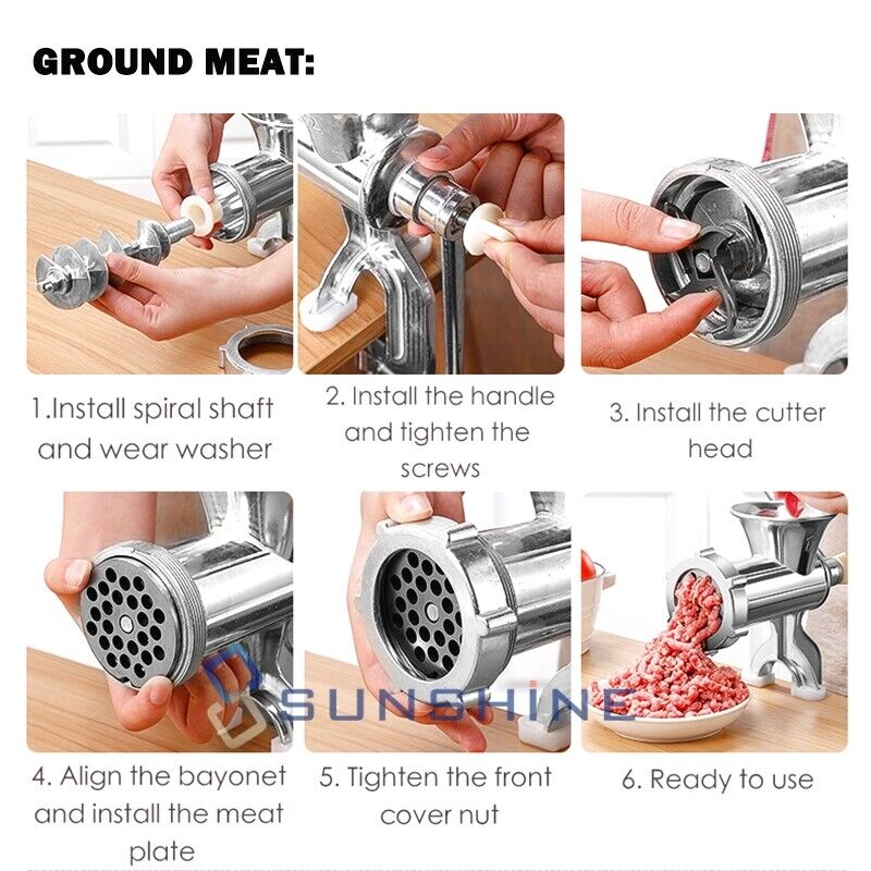 Meat Grinder, Mincer, Stuffer, Hand Manual Sausage Filler Machine