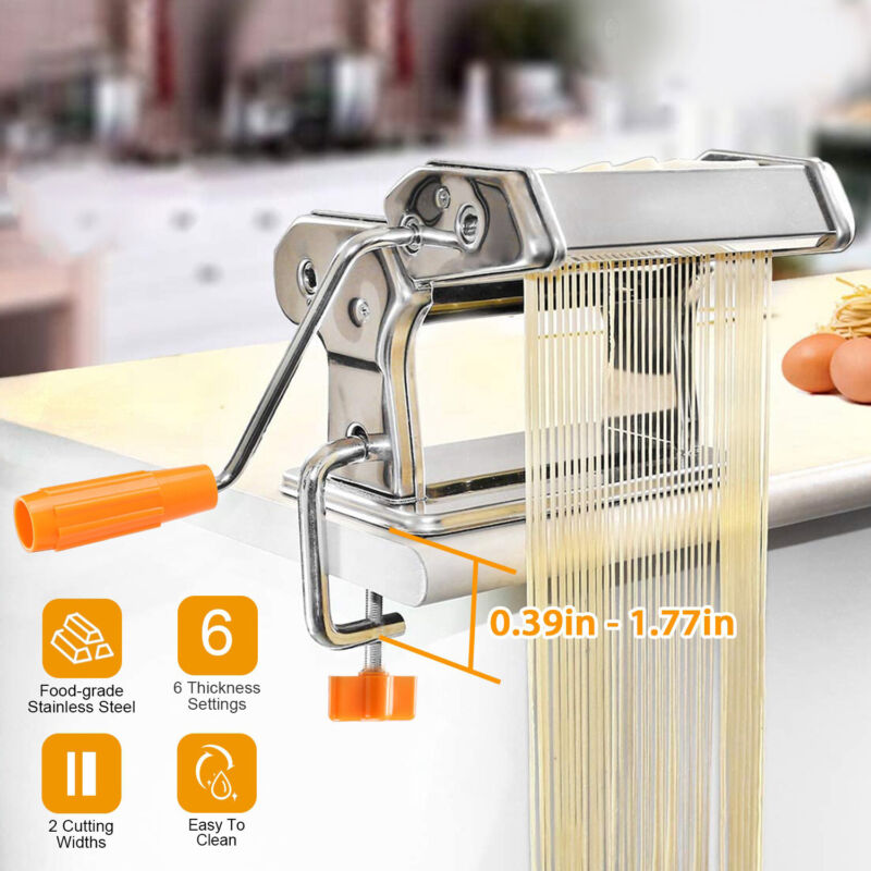 Pasta Maker Machine- Roller, Cutter, Noodle Maker for Spaghetti/Ravioli/Fettuccine