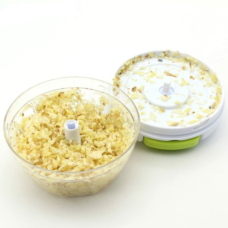 Hand powered Food Chopper, Handheld Masher, Mixer With Measuring Container