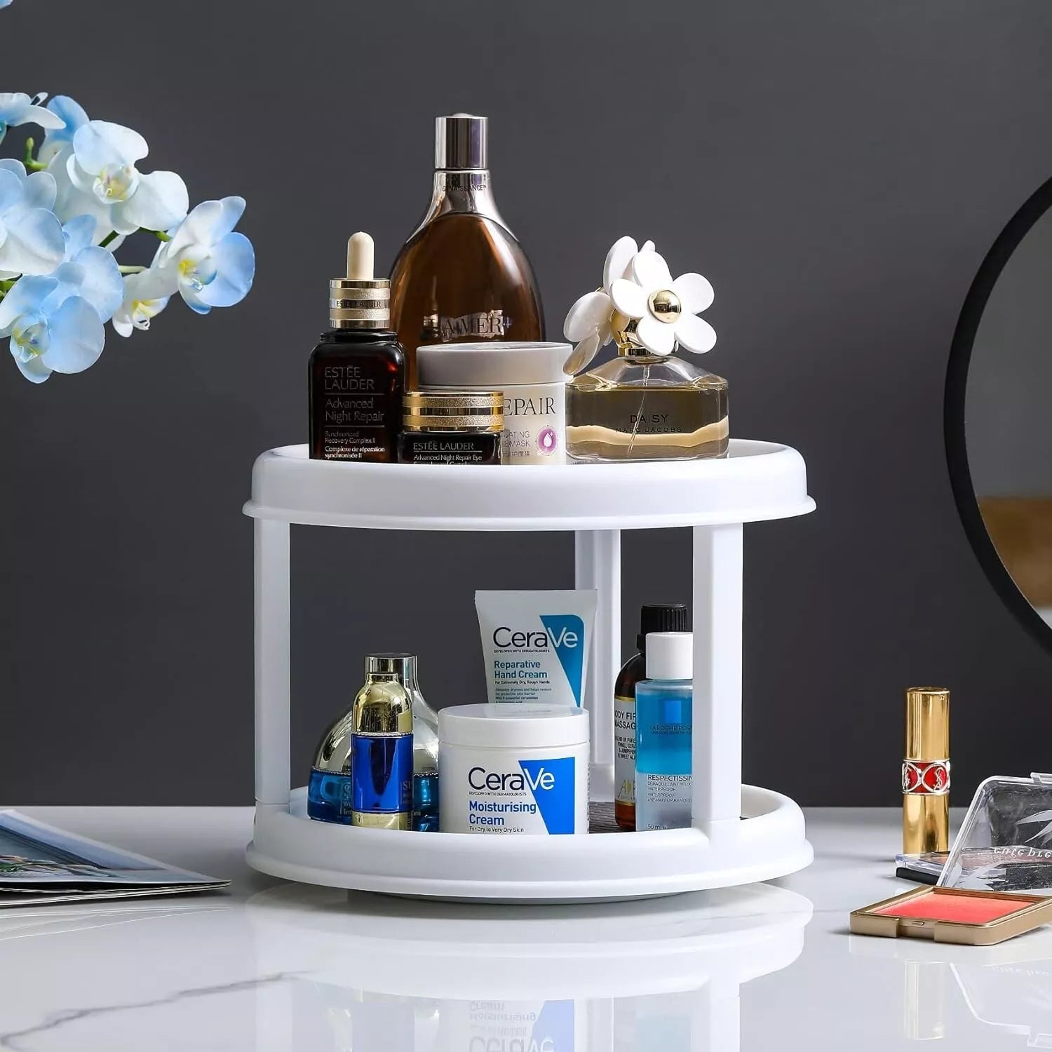 2 Tier Lazy Susan 360° Turntable, 10 inch, Kitchen Spice Organizer Rack