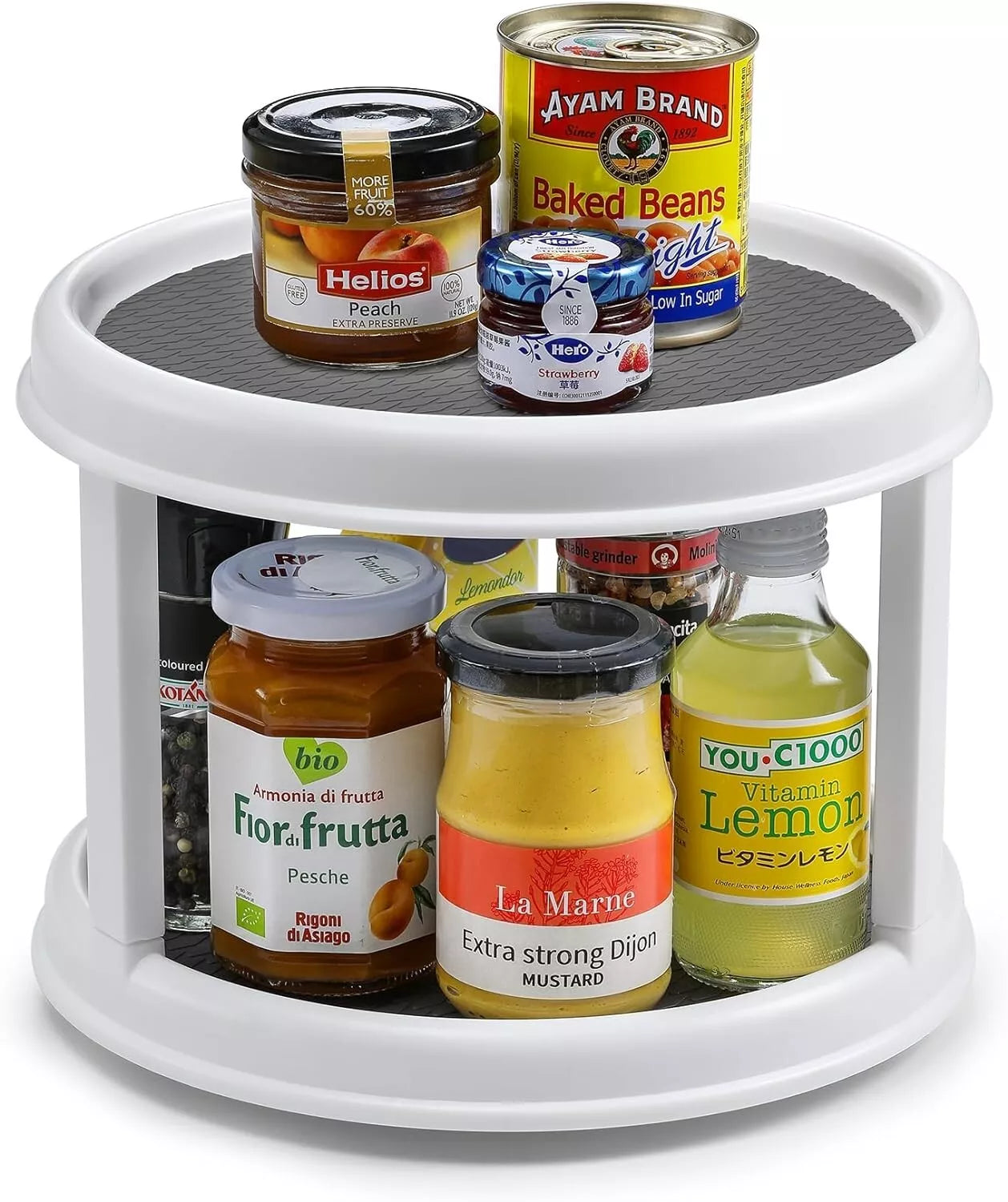 2 Tier Lazy Susan 360° Turntable, 10 inch, Kitchen Spice Organizer Rack