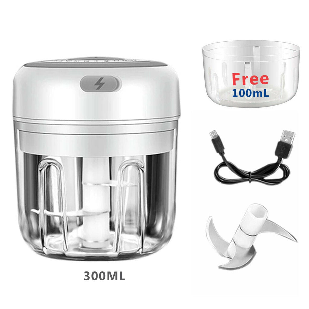 Electric 300ML Garlic Press, Meat Mincer, Blender And Mixer With 100ML Cup Free